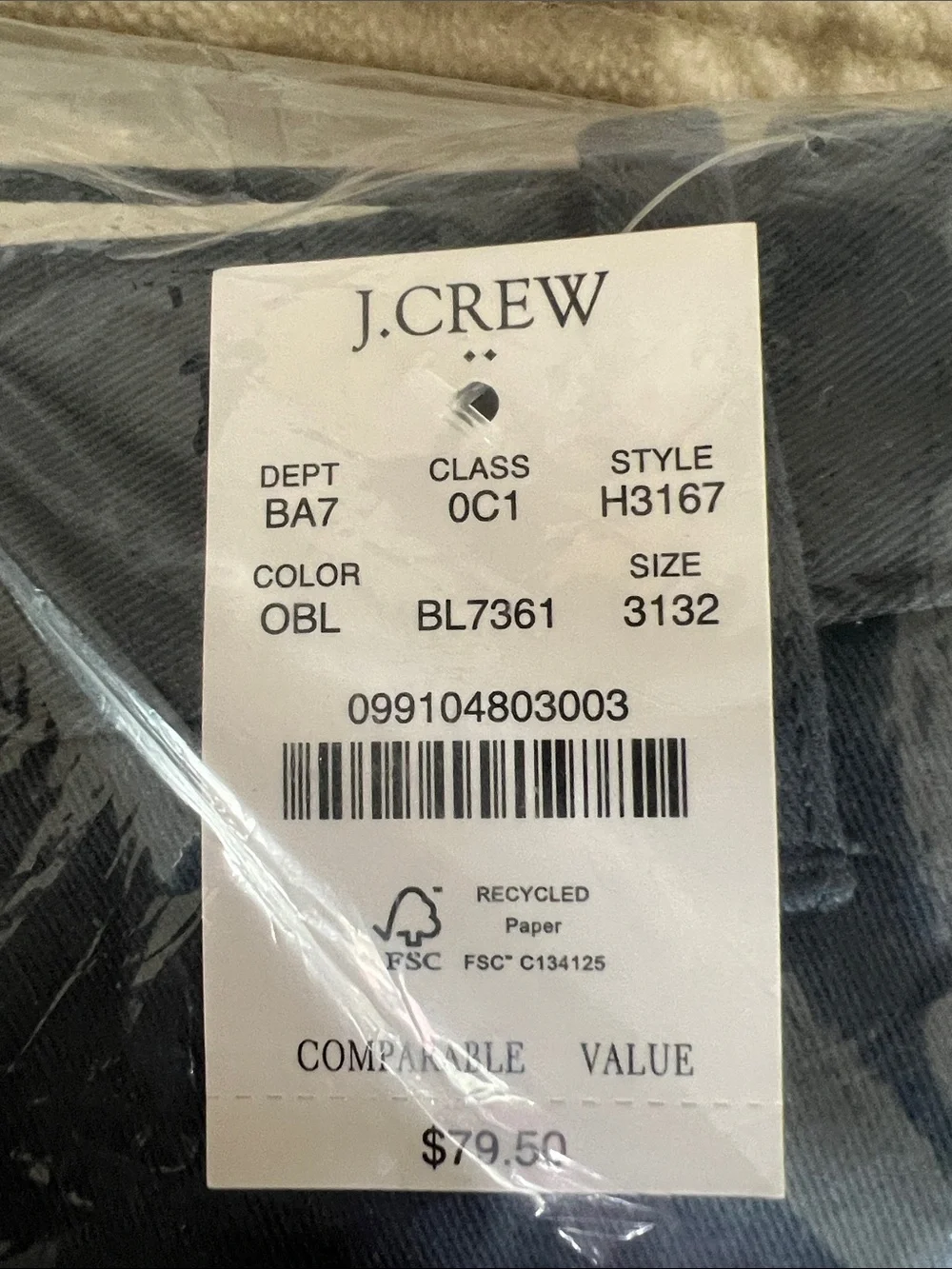 J. Crew Slim Chinos in Dark Blue